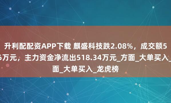 升利配配资APP下载 麒盛科技跌2.08%，成交额5555.66万元，主力资金净流出518.34万元_方面_大单买入_龙虎榜